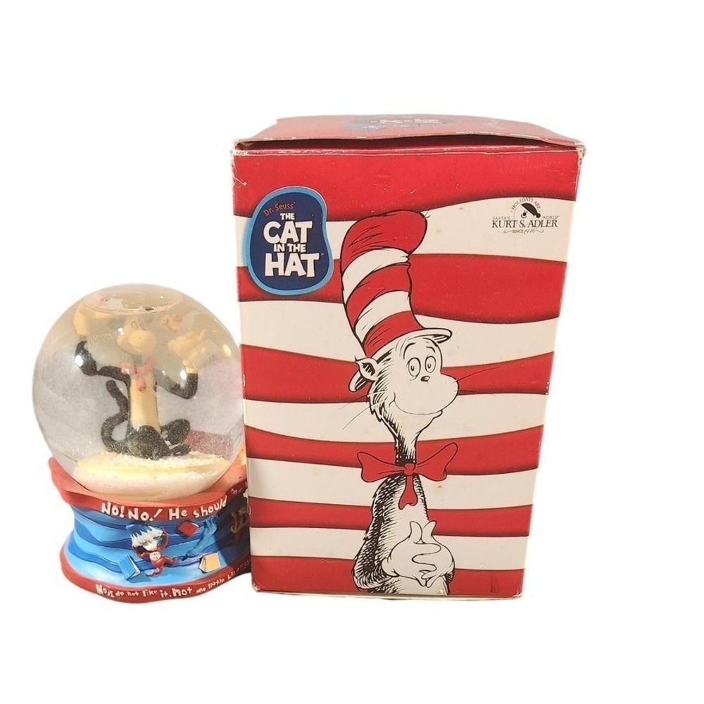 Vintage 2003 Dr Seuss Cat In The Hat Musical Waterball Snow Globe Kurt‎ Adler